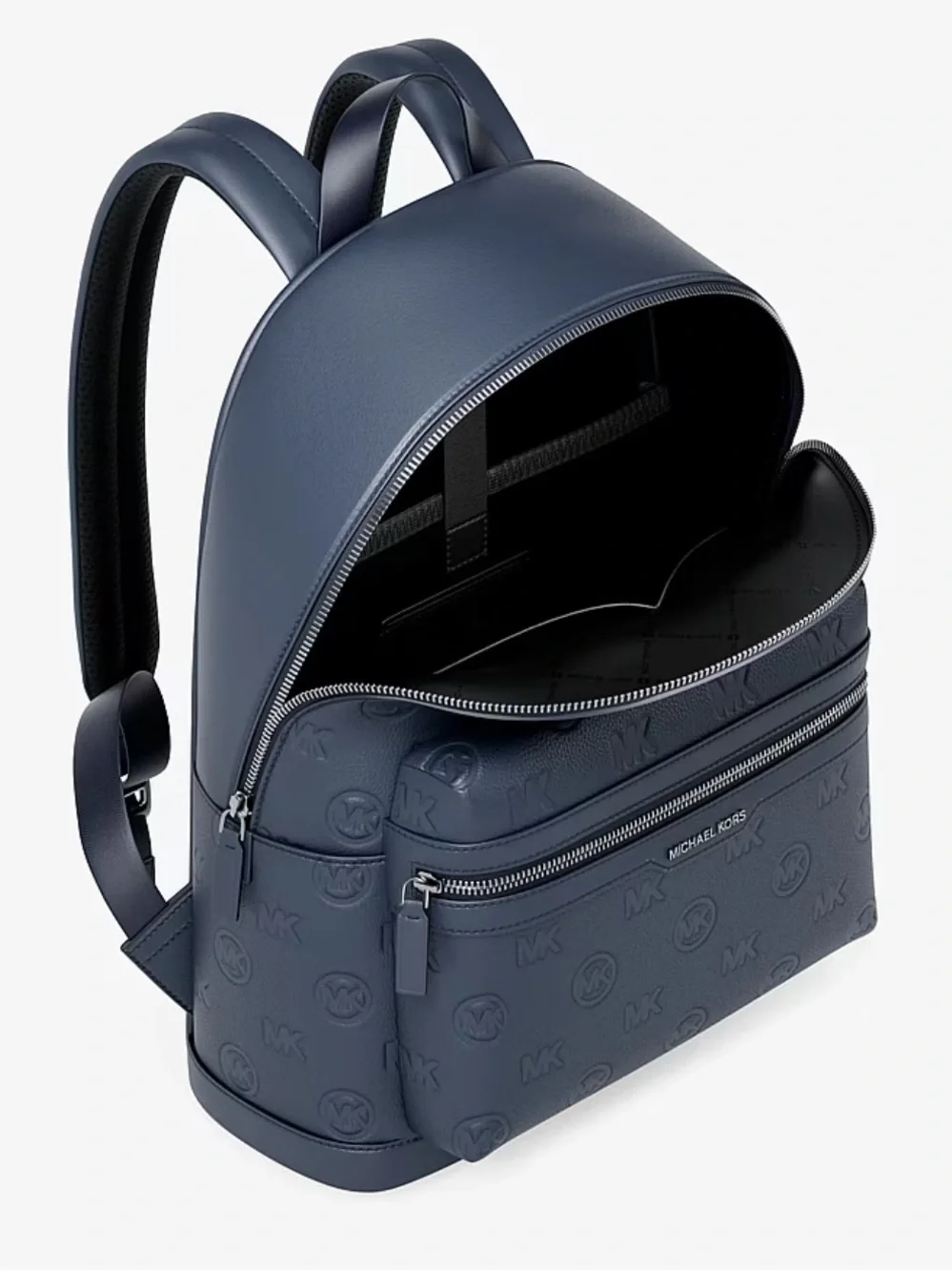 Michael Kors Men's Navy Embossed Logo Leather Backpack